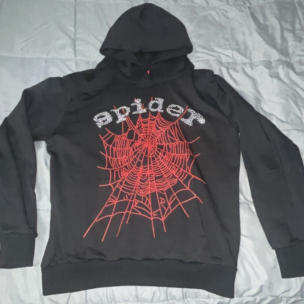 Sp5der OG Rhinestone Logo Hoodie (M)